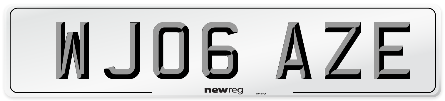 WJ06 AZE Number Plate from New Reg